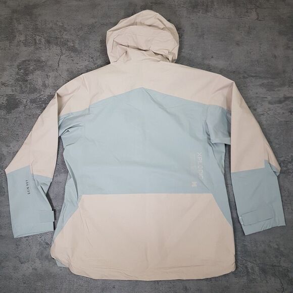 ADIDAS Terrex Xploric Rain.Rdy Hiking Jacket Womens Size LARGE Grey Beige - Picture 2 of 11